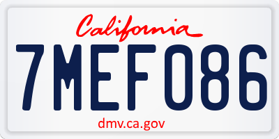 CA license plate 7MEF086
