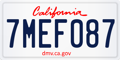 CA license plate 7MEF087