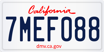 CA license plate 7MEF088