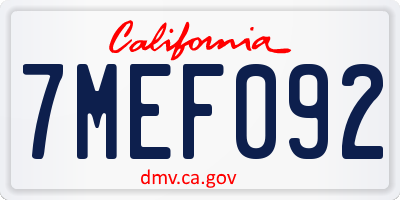 CA license plate 7MEF092