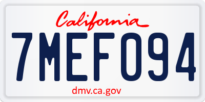 CA license plate 7MEF094