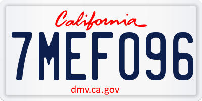 CA license plate 7MEF096