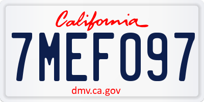 CA license plate 7MEF097