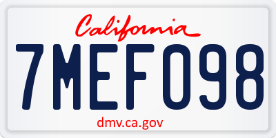 CA license plate 7MEF098
