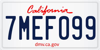 CA license plate 7MEF099