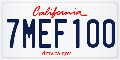 CA license plate 7MEF100