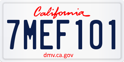 CA license plate 7MEF101