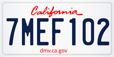 CA license plate 7MEF102