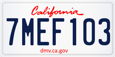CA license plate 7MEF103