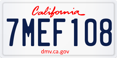 CA license plate 7MEF108
