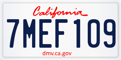 CA license plate 7MEF109