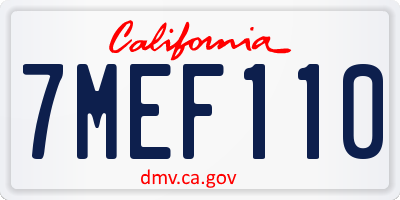 CA license plate 7MEF110