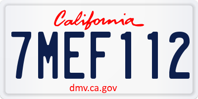 CA license plate 7MEF112