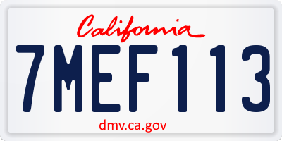 CA license plate 7MEF113