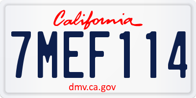 CA license plate 7MEF114