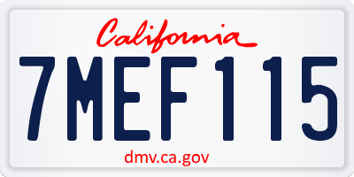 CA license plate 7MEF115