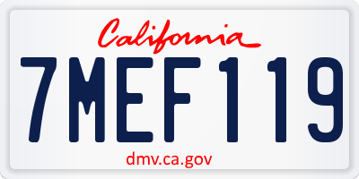 CA license plate 7MEF119