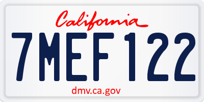 CA license plate 7MEF122