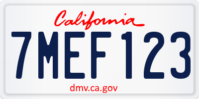CA license plate 7MEF123
