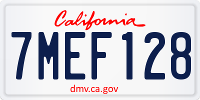CA license plate 7MEF128