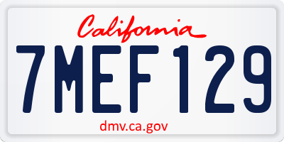 CA license plate 7MEF129