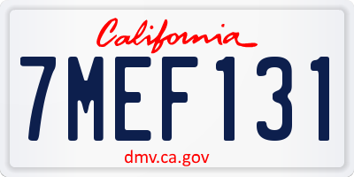 CA license plate 7MEF131