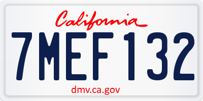 CA license plate 7MEF132