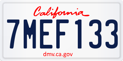 CA license plate 7MEF133