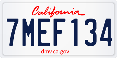 CA license plate 7MEF134