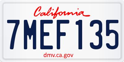 CA license plate 7MEF135