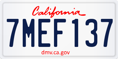 CA license plate 7MEF137