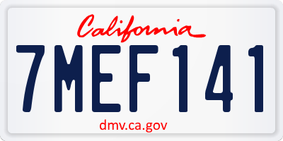 CA license plate 7MEF141