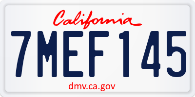 CA license plate 7MEF145