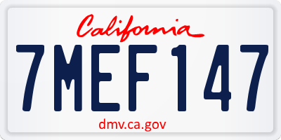 CA license plate 7MEF147