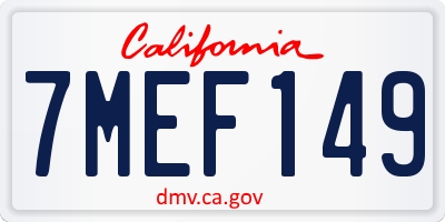 CA license plate 7MEF149