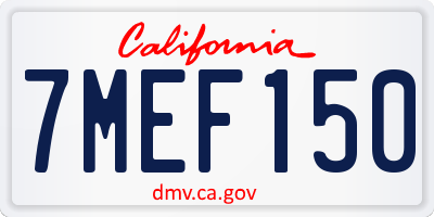 CA license plate 7MEF150
