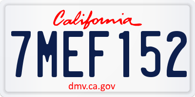 CA license plate 7MEF152