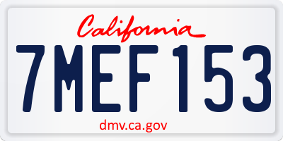 CA license plate 7MEF153