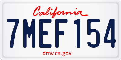 CA license plate 7MEF154