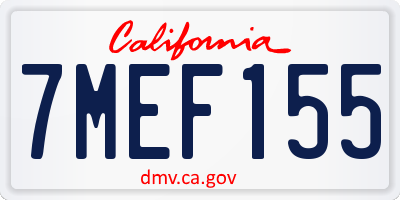 CA license plate 7MEF155