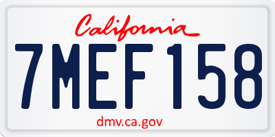 CA license plate 7MEF158