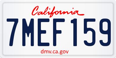 CA license plate 7MEF159