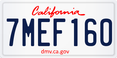 CA license plate 7MEF160