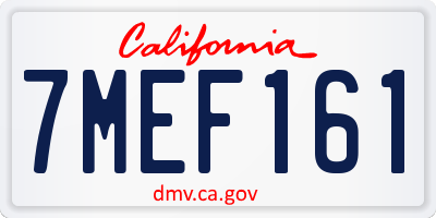 CA license plate 7MEF161