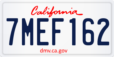 CA license plate 7MEF162