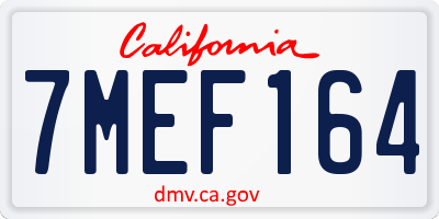 CA license plate 7MEF164