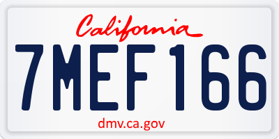 CA license plate 7MEF166