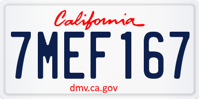 CA license plate 7MEF167