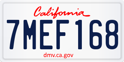 CA license plate 7MEF168