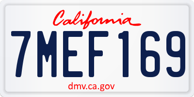 CA license plate 7MEF169